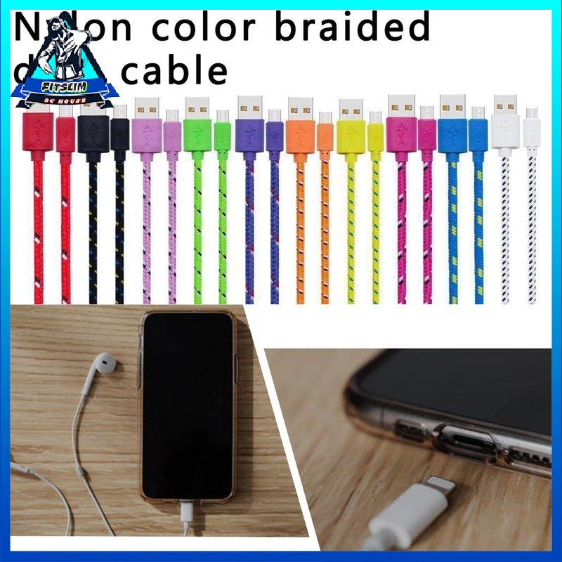 [Fitslim] Nylon Braided Micro USB Cable Data Sync USB Charger Cable Phone USB Micro