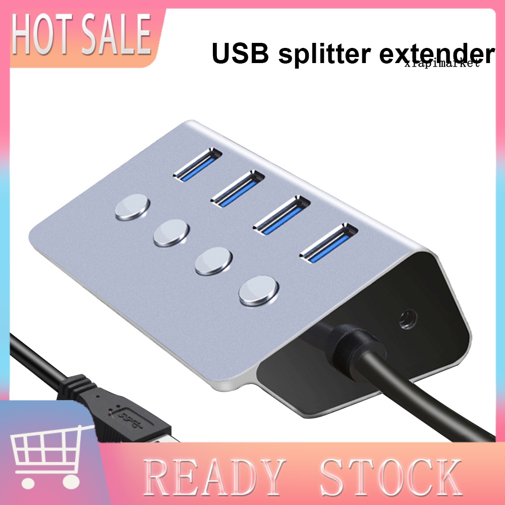 LOP_USB 3.0 4-Port Cable Hub Splitter Extension Adapter with Separate Control Button