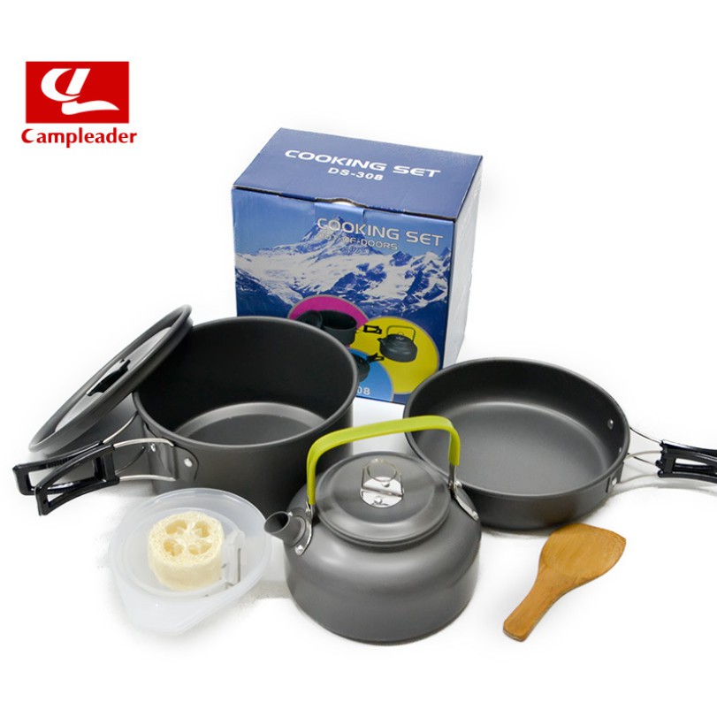 Bộ nồi cắm trại kèm ấm nước DS 308 (đầy đủ phụ kiện) | BigBuy360 - bigbuy360.vn