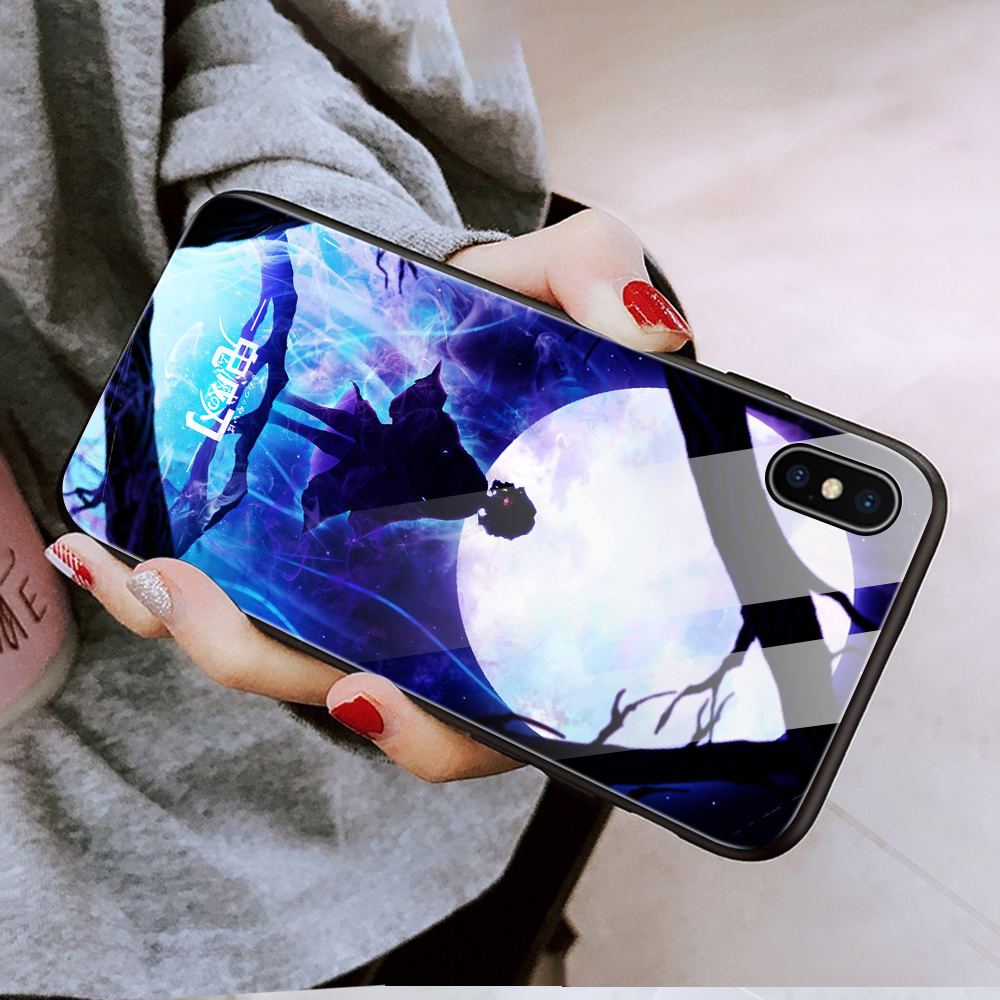 Ốp Điện Thoại Kính Cường Lực In Hình Anime Demon Slayer Cho iPhone XS Max XR 8 7 6 6S Plus X 5 5S