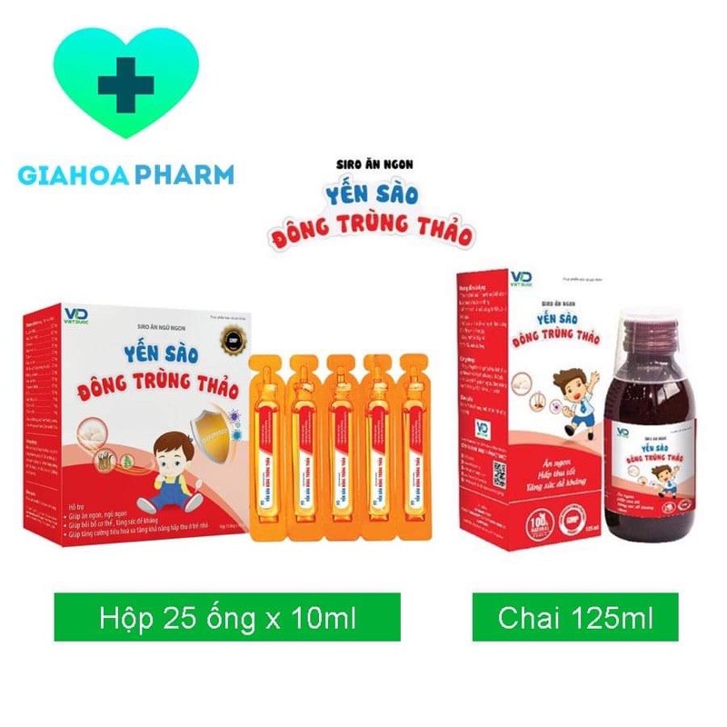 Siro ăn ngủ ngon yến sào đông trùng thảo - Giúp trẻ ăn ngủ ngon, hấp thu tốt, tăng cường đề kháng