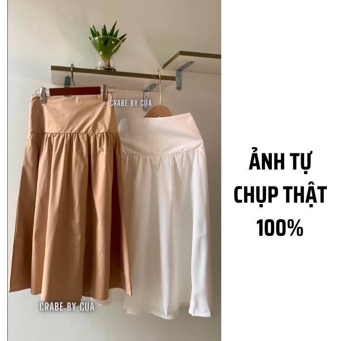 Chân váy cạp cao eo chun sau chiết eo sang trọng phong cách Pháp cổ điển hàng Quảng Châu - CRABE FASHION