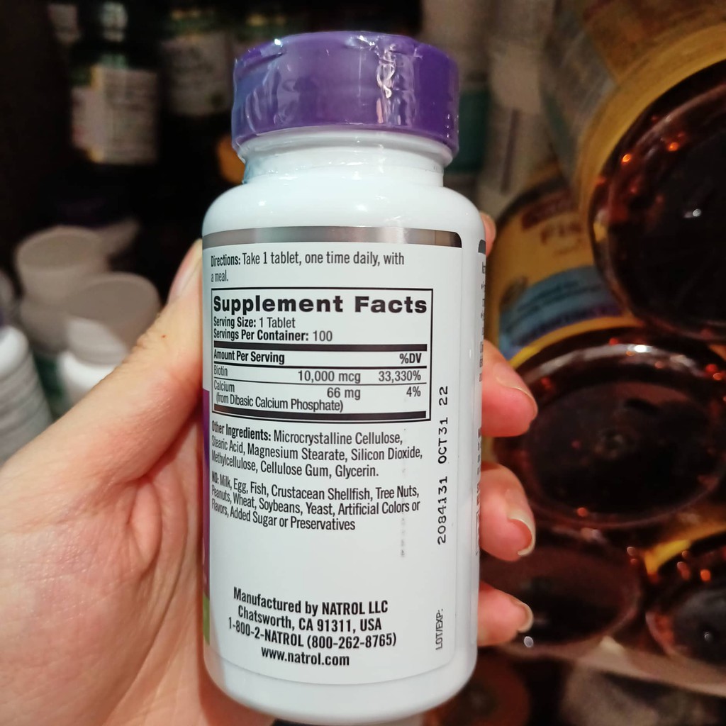 Viên uống Natrol Biotin 10000mg 100 viên Mỹ | Thế Giới Skin Care