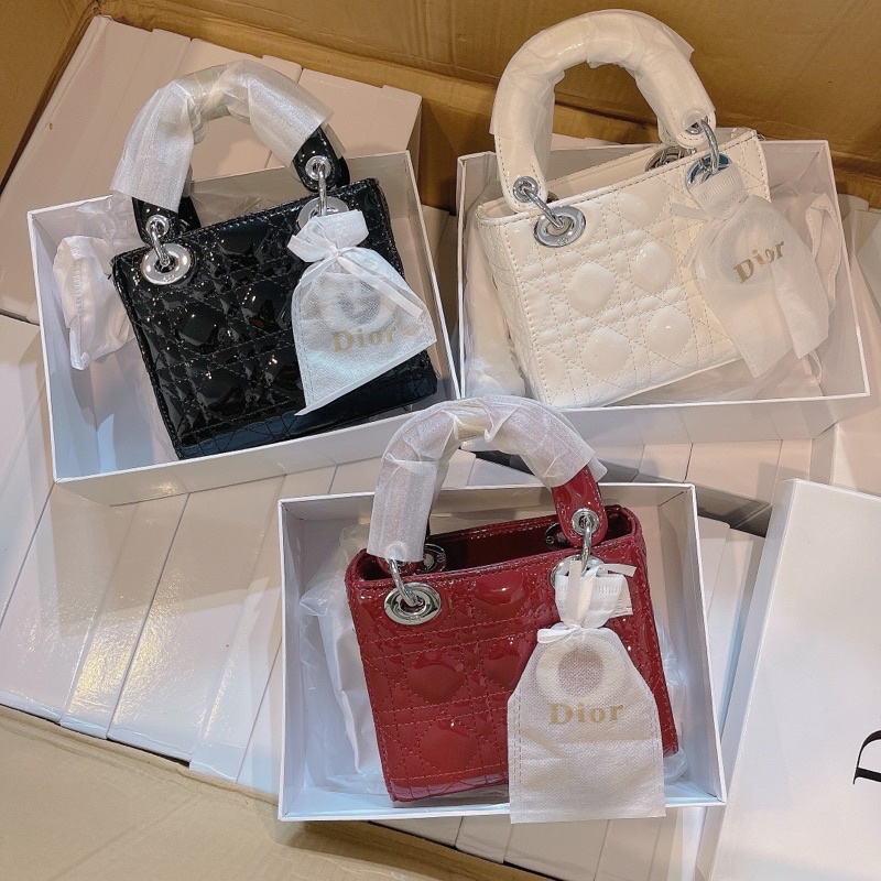 TÚI DIOR BÓNG KHOÁ BẠC Size 17cm FULLBOX