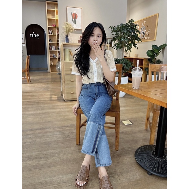 [Ảnh thật/Video]Cadigan ngắn tay 256 cúc nhọc hai bên Hàn Quốc loại 1 tone màu mát mắt Áo len mongtogi Quảng Châu