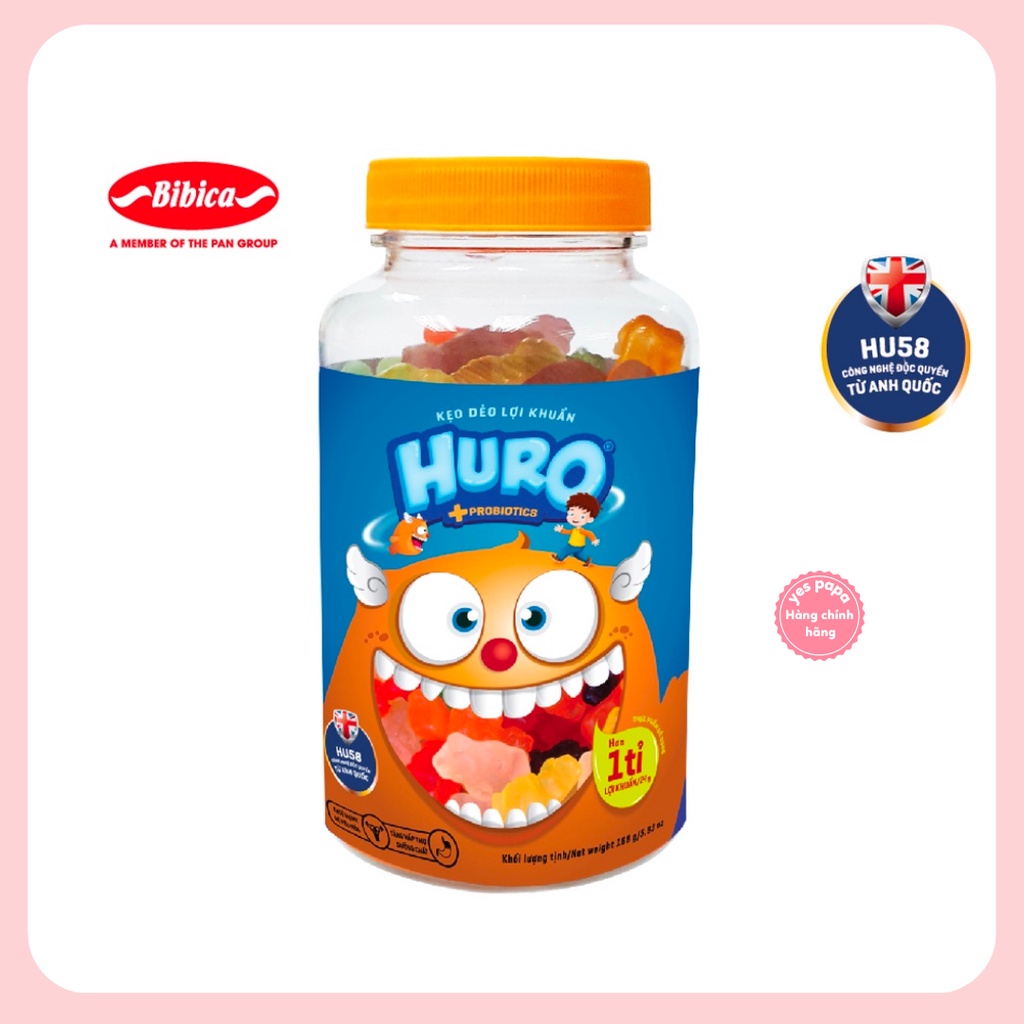 Kẹo dẻo lợi khuẩn HURO túi 105, lọ 168 gram Bibica cho bé
