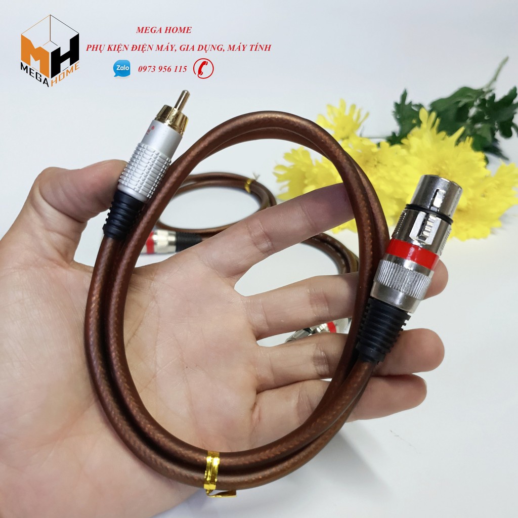 Dây canon đực cái dài 1 mét jack mạ niken cao cấp dùng cho ampli, mic không dây