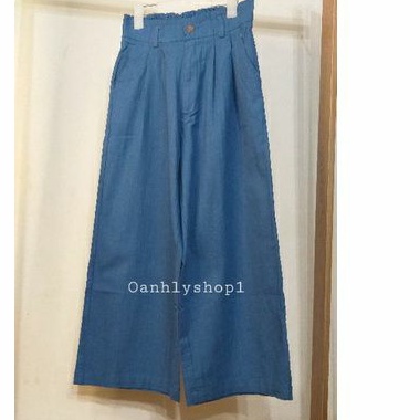 (mới về, MLNK)Quần ống rộng vải linen co dãn size đại cho bé gái 24-47kg