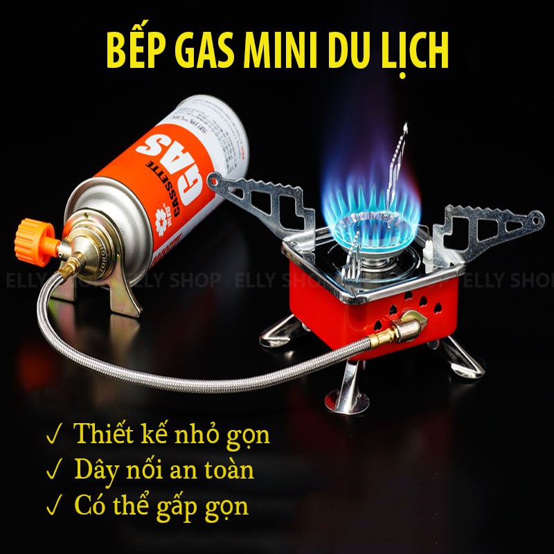 Bếp Gas Mini Du Lịch Dã Ngoại Cắm trại, Đi Phượt Có Thể Gấp Gọn Kèm Dây Nối Bình Gas - Bếp Gas Đi Phượt Cắm Trại