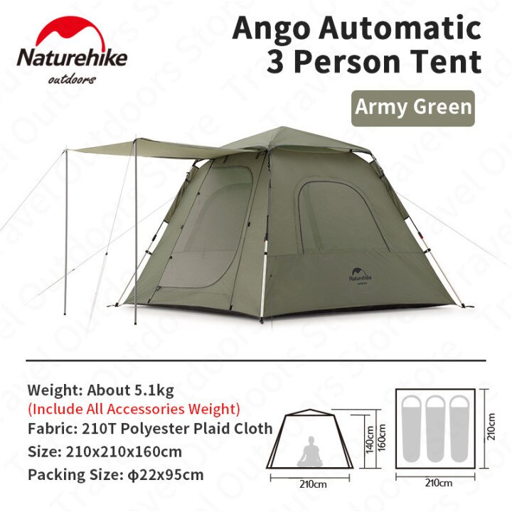 [Chính hãng] LỀU TỰ BUNG 4 NGƯỜI ANGO NATUREHIKE NH21ZP010 GLAMPING CAO CẤP