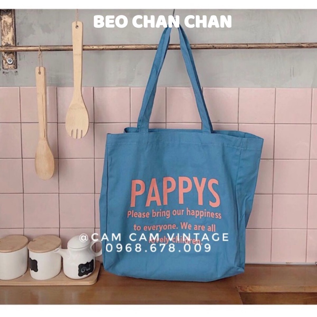 TÚI TOTE VẢI HÀN QUỐC TÚI VẢI TOTE XANH PAPPYS