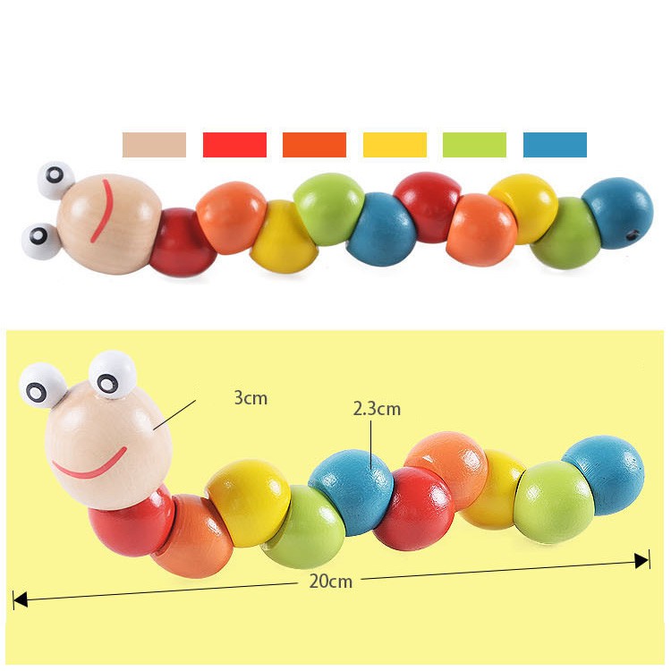 Đồ chơi sâu gỗ uốn dẻo cho bé giải trí và rèn luyện kỹ năng KB216070