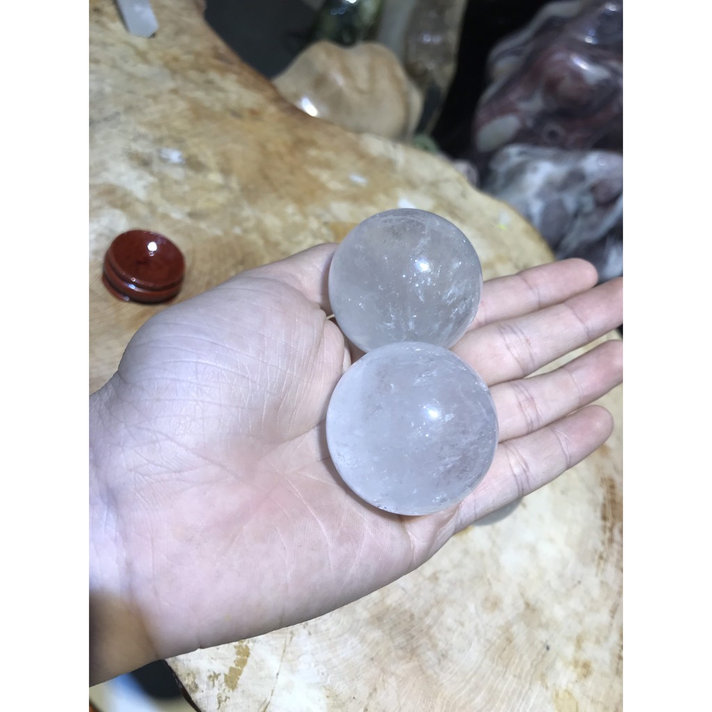 Bi cầu đá thach anh trắng tư nhiên | BigBuy360 - bigbuy360.vn