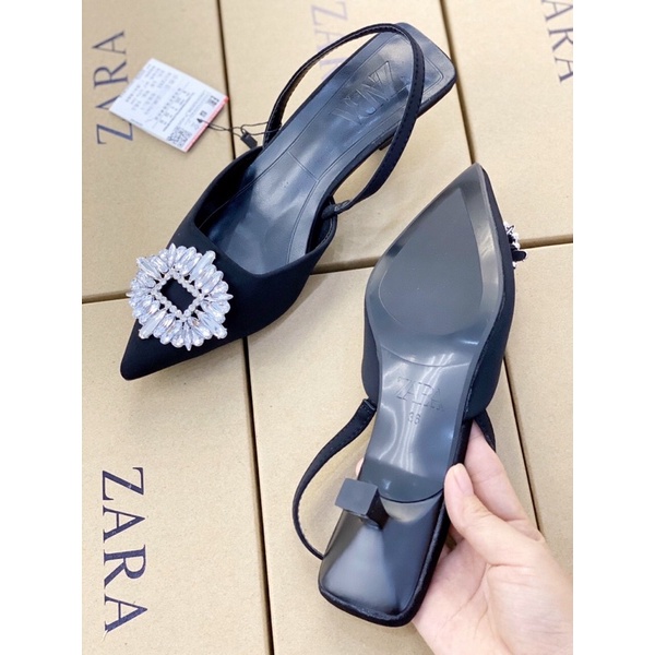 Giày cao gót nữ form slingback đính đá sang trọng, thanh lịch