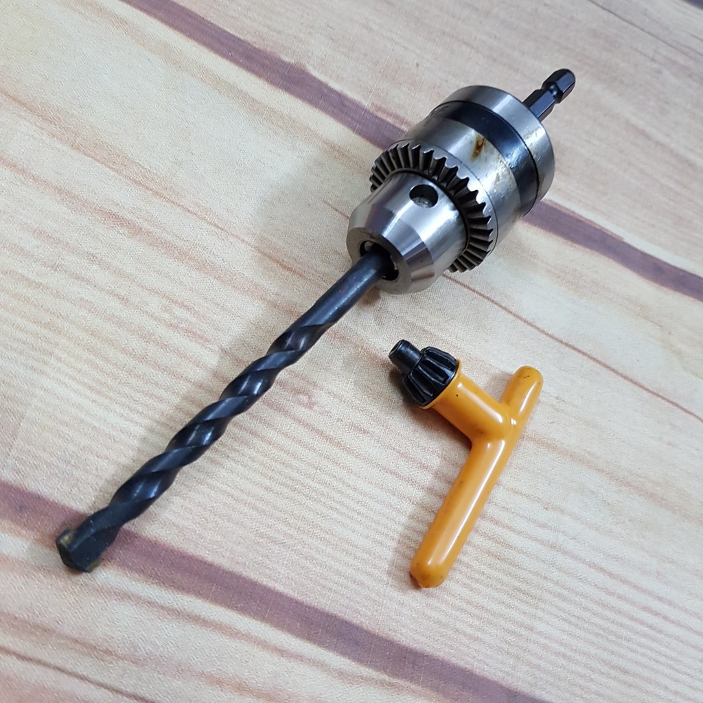 Bộ chuyển đổi đầu cặp mũi khoan 1.5-10mm khóa tay măng ranh cho máy bắn vít chân 6.35mm