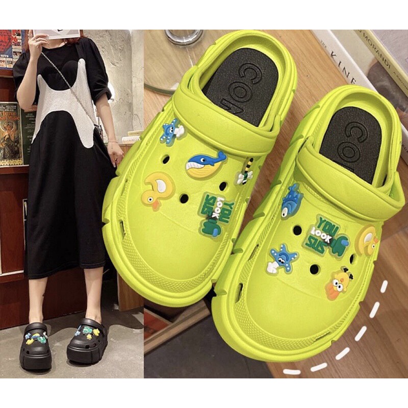 Dép Cross Đế Cao chất liệu EVA siêu nhẹ đế cao 6cm tặng Sticker dễ thương - dép bánh mì