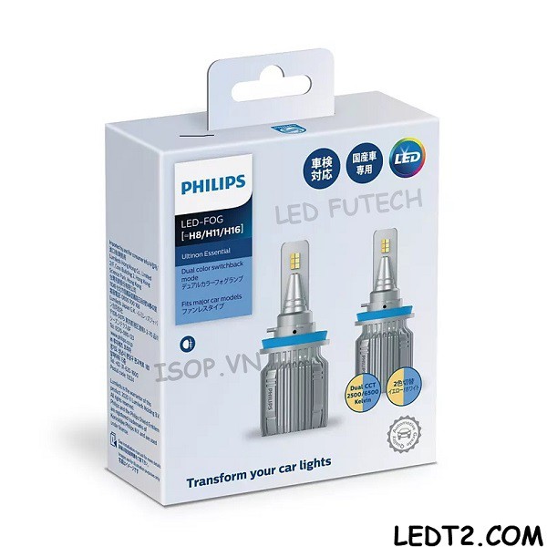 [LEDT2 ISOP] Đèn gầm LED Philips Ultinon Essential Dual CCT [Số lượng: 1 Cặp] [Bảo hành 1 năm]