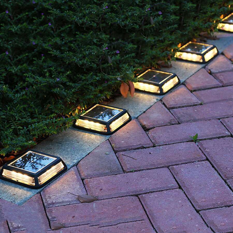 Đèn Led 12 Bóng Hình Vuông Chống Thấm Nước Sử Dụng Năng Lượng Mặt Trời Trang Trí Lối Đi Sân Vườn