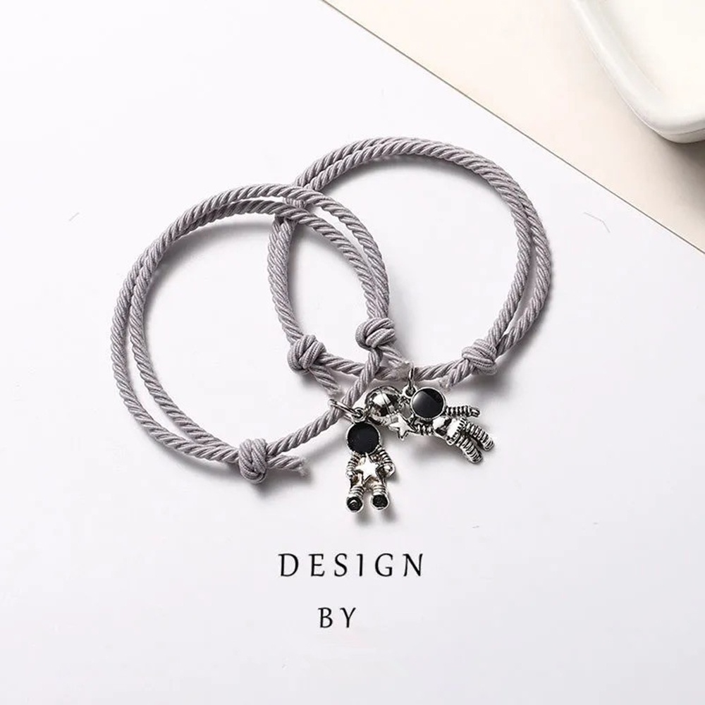 Set 2 Vòng Tay Cao Su Mặt Hình Phi Hành Gia Phong Cách Hàn Quốc Cho Cặp Đôi