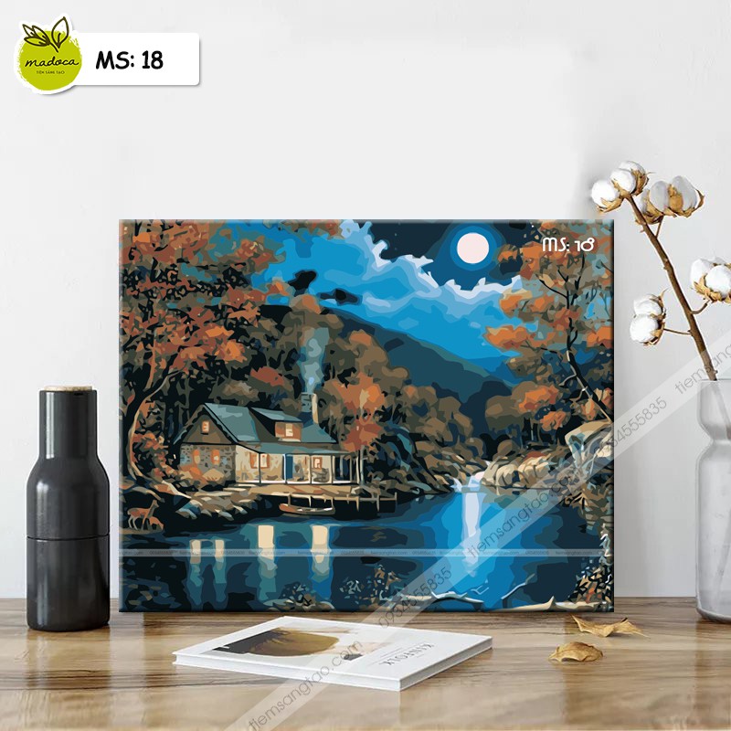 Tranh tô màu 40x50cm có khung Đêm trăng T18
