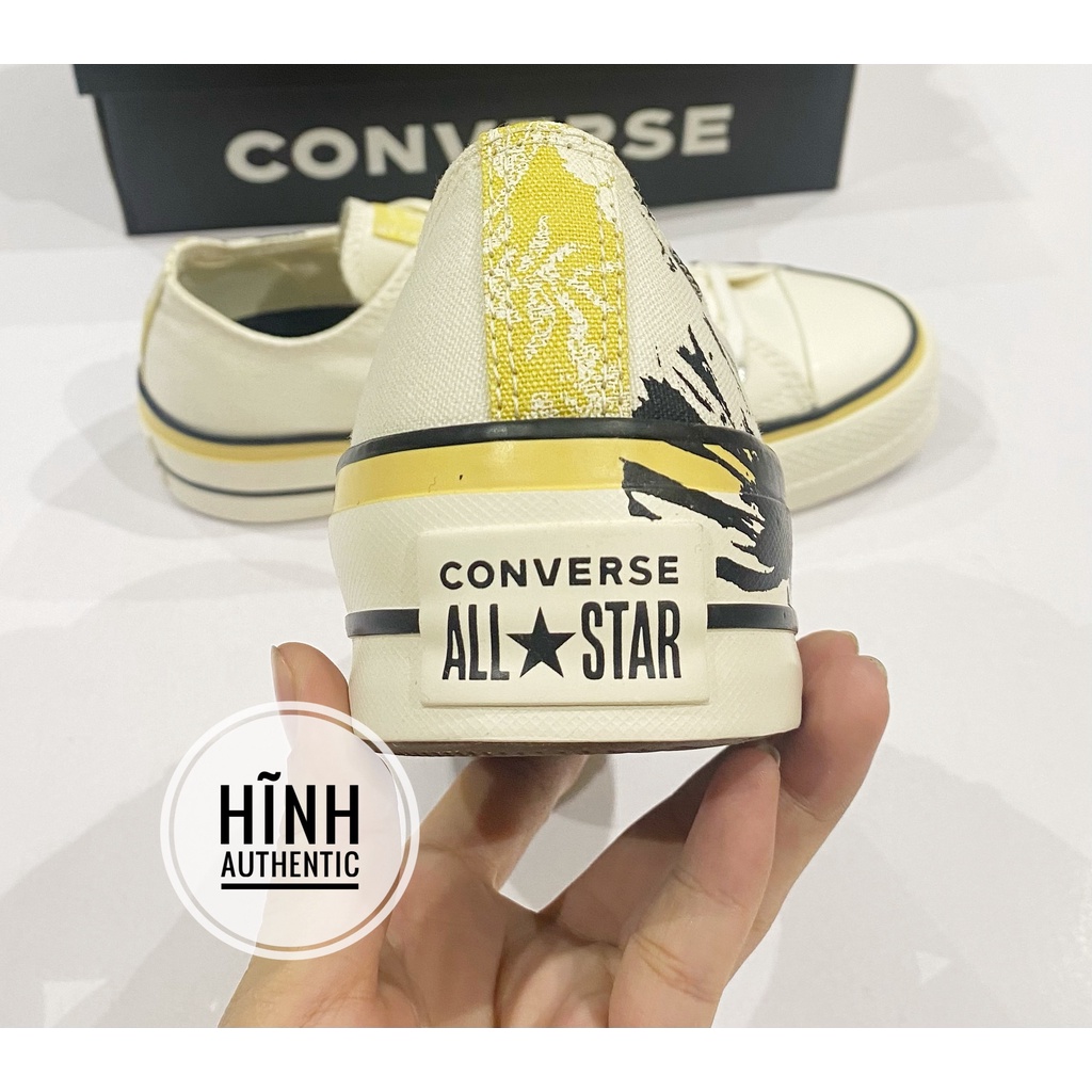 Giày Converse trắng cổ thấp hoạ tiết đế dày chính hãng