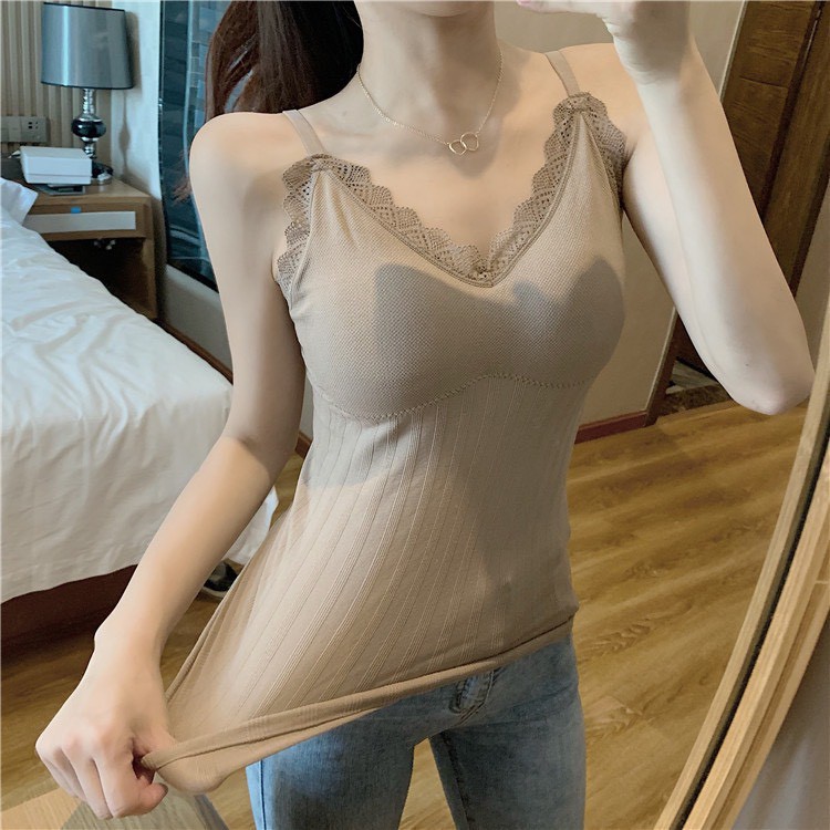 Áo Bra 2 Dây Dáng Dài Viền Ren Chất Mềm Mịn
