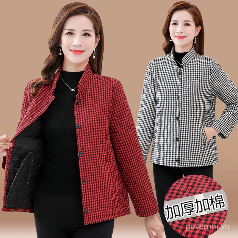 Áo khoác phao cotton mỏng nhẹ phong cách phương Tây thời trang mùa thu cho phụ nữ trung niên