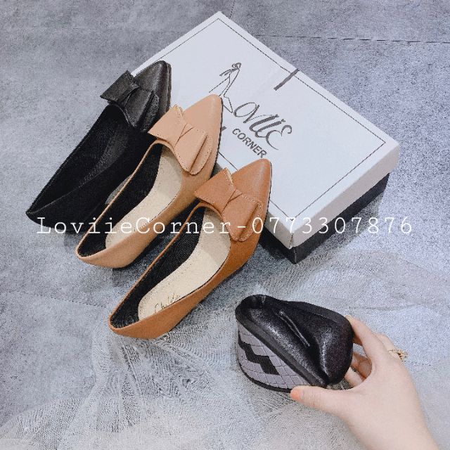 LOVIIECORNER-GIÀY BỆT BÚP BÊ NƠ THẮT DA MỀM MŨI NHỌN ĐẾ CAO SU SIÊU ÊM-BÚP BÊ BỆT NỮ CÔNG SỞ DA MỀM MŨI NHỌN   B200307 | BigBuy360 - bigbuy360.vn