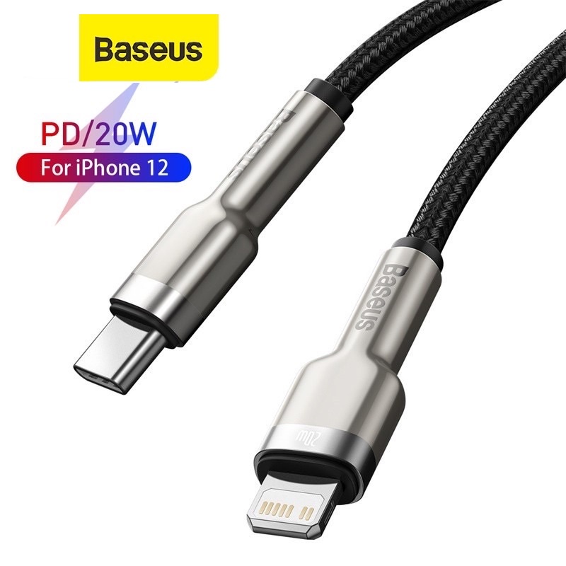 Cáp sạc Baseus Metal Data Cable Type-C to Lightning, sạc nhanh PD 20W, truyền dữ liệu tốc độ cao 480Mbps, dài 25cm/100cm