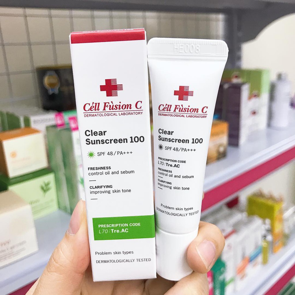 [2 Size] Kem Chống Nắng Cho Da Dầu Mụn Cell Fusion C Clear Sunscreen 100 SPF48 PA+++