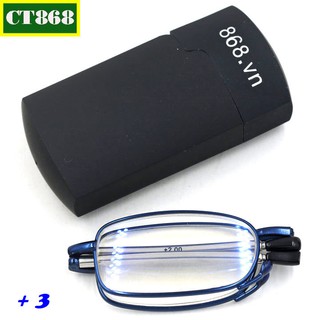 Kính gập 868 màu xanh tròng lão 3 độ, kính lão gọng xếp