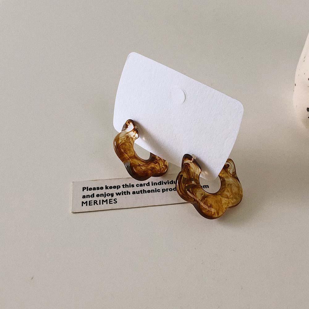 Khuyên Tai Hình Chữ C Màu Caramel Đơn Giản Thời Trang Cho Nữ