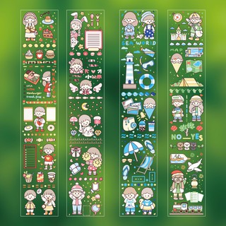 Sticker chibi zaomo bản dài trong suốt (chất PVC) trang trí sổ, album, lưu bút, nhật ký, bullet journal