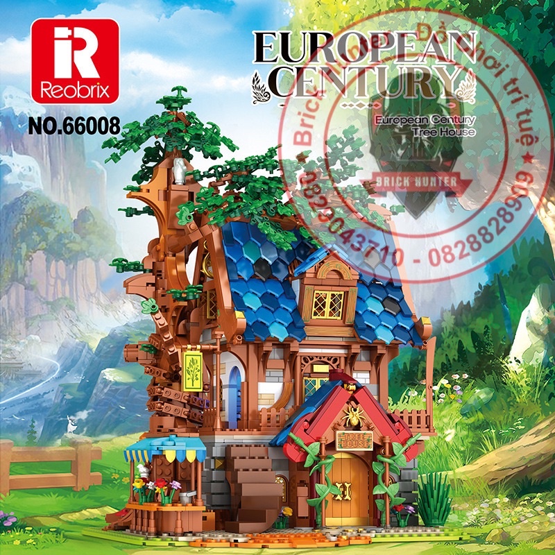 Reobrix 66008 European Century Medieval Treehouse mô hình lắp ráp ngôi nhà gỗ trong rừng thời trung cổ