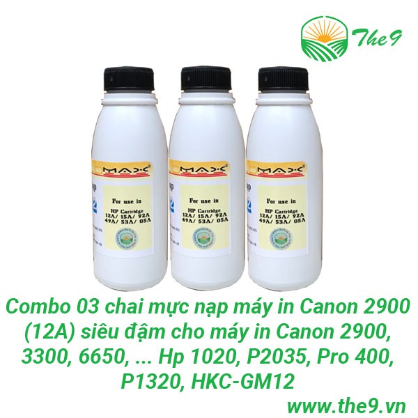 Mực Nạp máy in Canon 2900 (Mực nạp 12A/303 GM12)siêu đậm nét đẹp cho Canon 2900, 3300,Hp1020, P2035, Pro 400, P1320