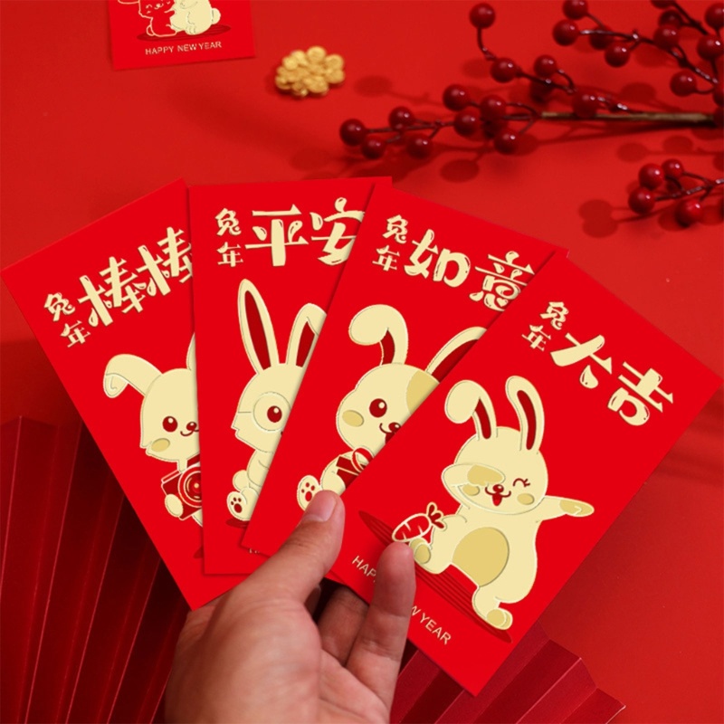 Bao Lì Xì Năm Mới Hình Thỏ Phong Cách Trung Hoa 2023 Cho Bé
