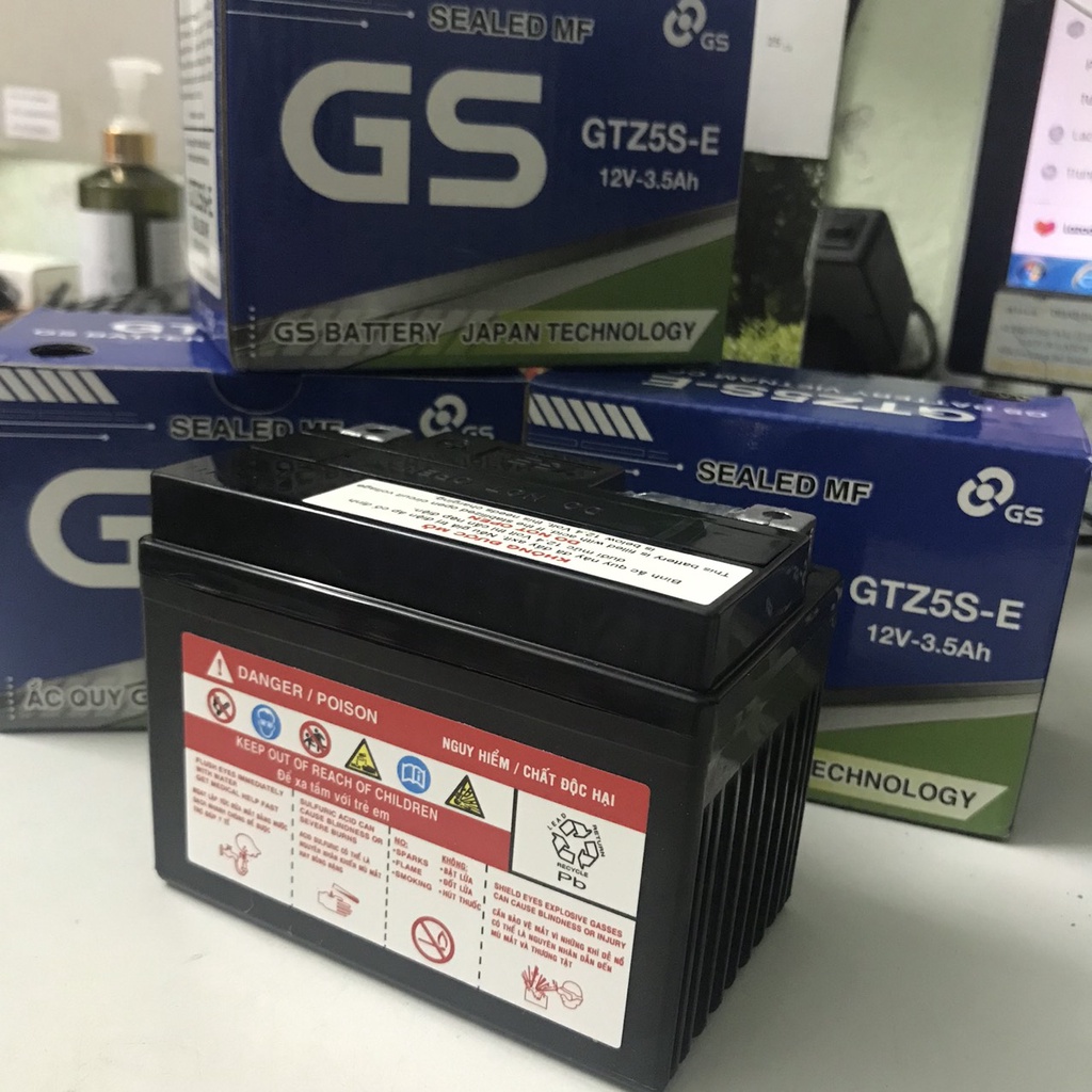 Bình ắc quy khô xe máy GTZ5S-E 12V 3.5AH chính hãng GS BATTERY
