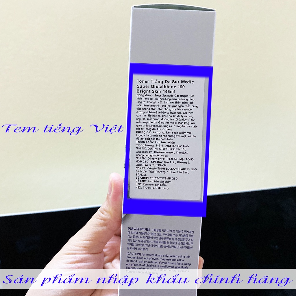 SUR.MEDIC+ Toner Sur Medic Nước Hoa Hồng Dưỡng Trắng Da Sur.Medic+ Super Glutathione 100 Bright Skin 145ml