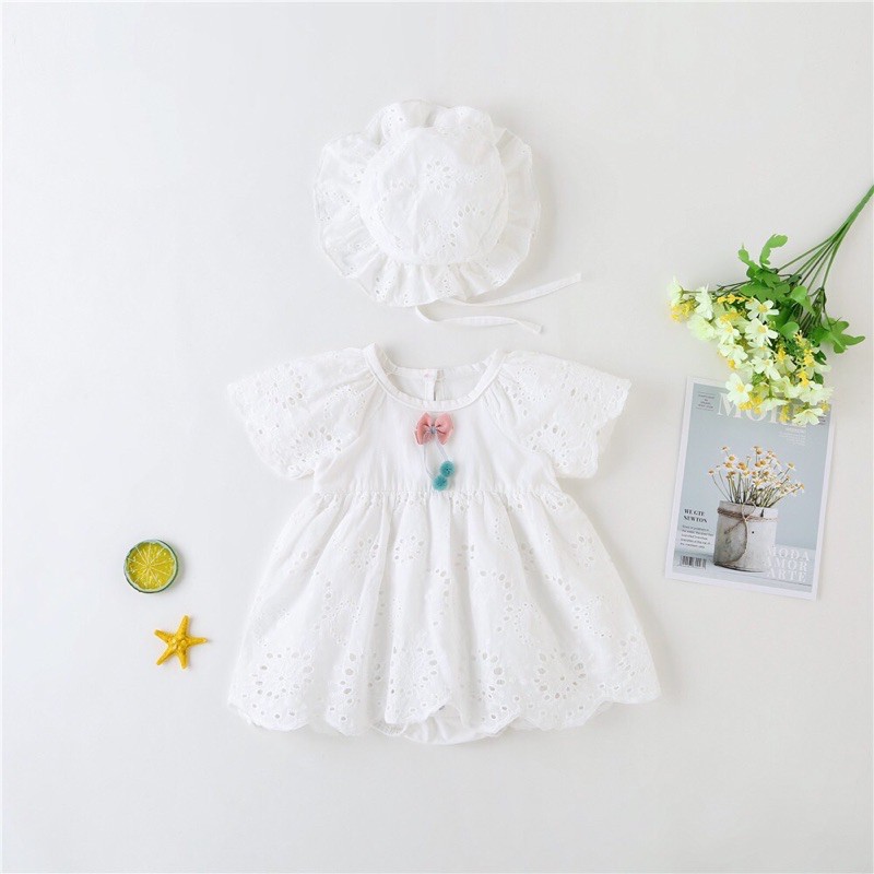set body váy thêu kèm mũ xinh xịn (66-90)