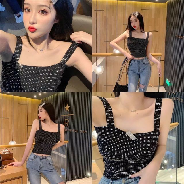 Sỉ Áo len 2 dây đính đá Quảng Châu loại 1