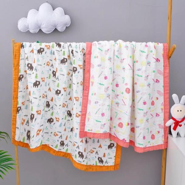 Khăn tắm vải xô 6 lớp Aden&anais vải xô bo viền hàng siêu mềm mại cho bé