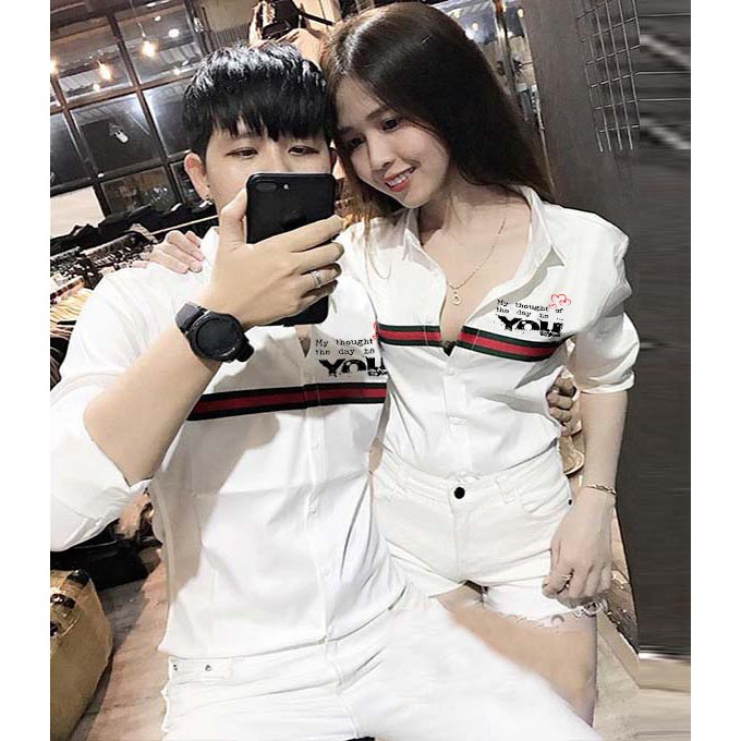 ÁO SƠ MI ĐÔI NAM NỮ ĐEN VIỀN CỔ CHẤT KATE LỤA SIÊU HOT