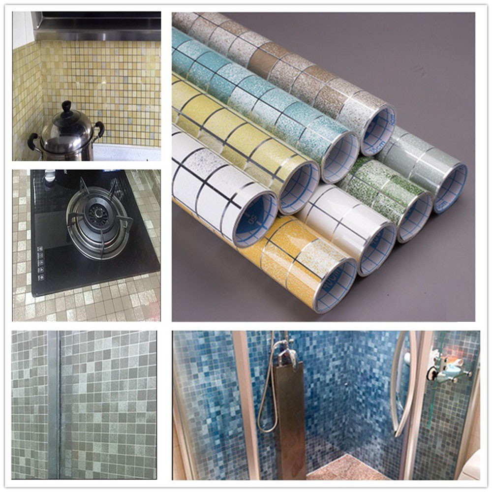 Giấy dán tường giả gạch ốp lát chống bám dầu chống thấm nước nhiều màu sắc tùy chọn trang trí phòng tắm nhà bếp Daphne