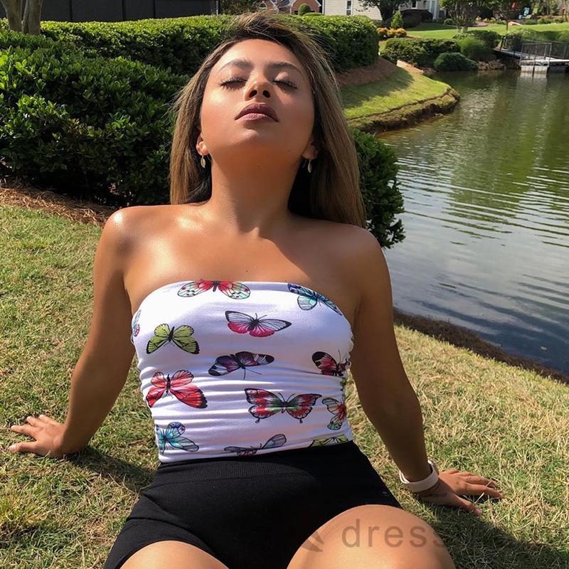 Áo ống in họa tiết bướm thời trang