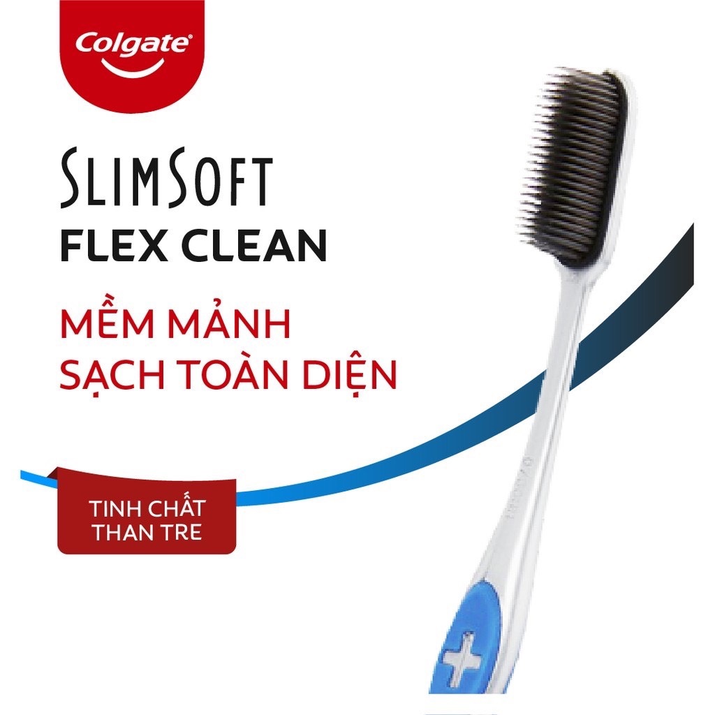 Bàn chải đánh răng Colgate Slim Soft Flex Clean Charcoal lông chải than nguyên khối 1 cây đơn