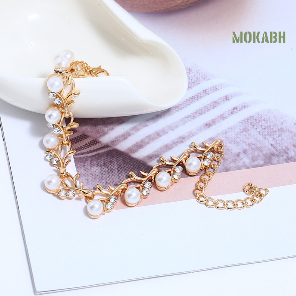 Bộ Trang Sức Đính Ngọc Trai Nhân Tạo Thanh Lịch Dành Cho Nữ