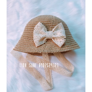 Mũ Ajuma nơ ren sợi thô