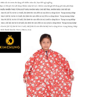 ÁO MƯA TRẺ EM CAO CẤP ĐỦ SIZE