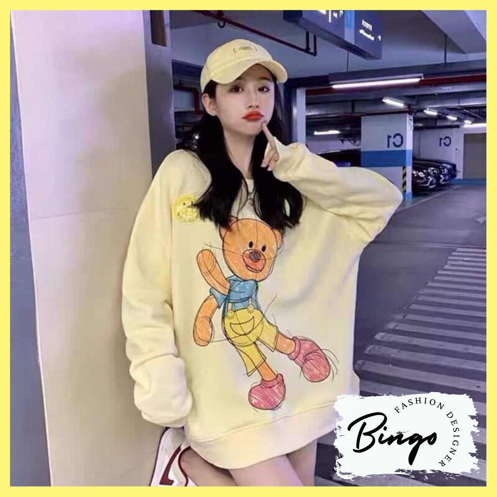 Áo Sweater Dài Tay Hình Gấu Ngộ Nghĩnh UNISEX Dành Cho Nam & Nữ- Áo Nỉ Form Rộng | BigBuy360 - bigbuy360.vn