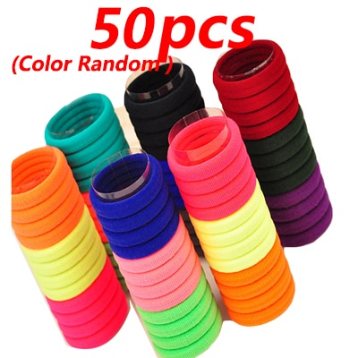 Set 50 Dây Buộc Tóc Co Giãn Nhiều Màu Tươi Sáng Thời Trang Dành Cho Nữ
